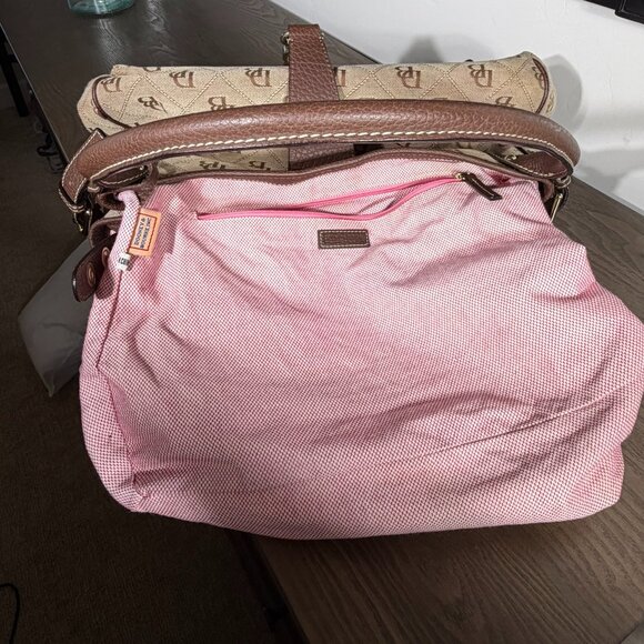 Dooney & Bourke Large Logo Canvas Handbag Brown Leather Trim Shoulder Bag - Picture 11 of 15